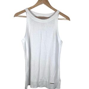 Michael Kors White Ribbed Knit Tank Top Size Small